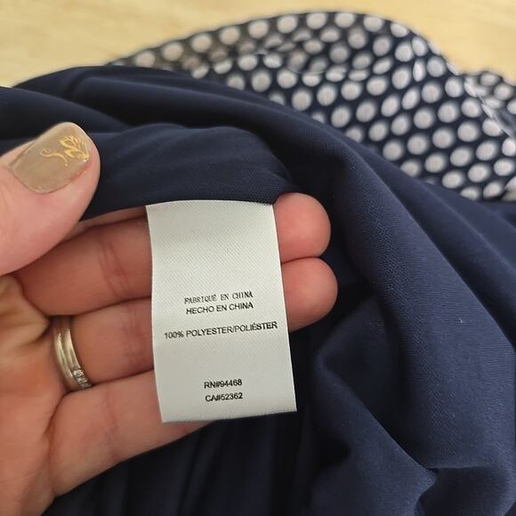 AVEC LES FILLES Navy Blush Polka Dot Flounce‎ Tiered Ruffle Maxi Dress Size 14 - Picture 4 of 10